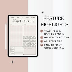 Baby Daily Tracker | Afdrukbaar newbornlogboek | Voedings-, luier-, slaap- en routineschema | Direct downloaden | Organisator babyplanning