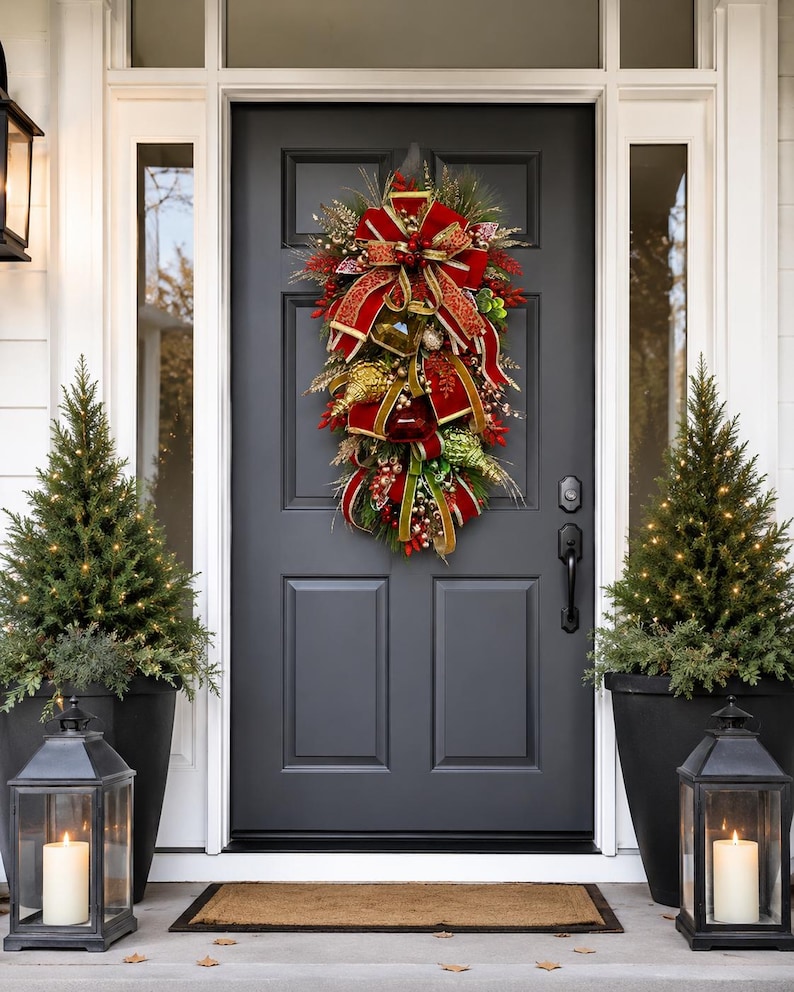 XXL Glam Luxury Christmas Swag, Red and Gold Christmas Wreath ...