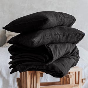 Linen Bedding Set, Duvet Cover and Two Pillowcases, Natural Flax Linen Bedding, Bed Set, Organic Bedlinen
