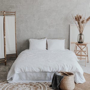 Linen Bedding Set of 3, Zipper Duvet Cover & 2 Pillowcases, Organic Flax Linen Bed Set, Natural and Breathable