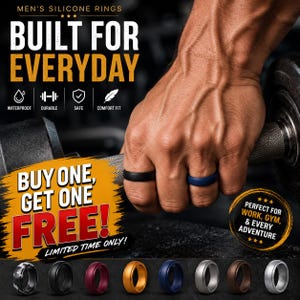 Men's Silicone Wedding Band | Durable Rubber Ring for Active Lifestyles (BOGO Deal)