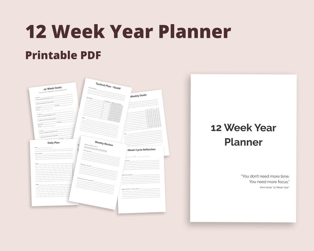 12 Week Year Planner | Printable PDF | Goal Setting & Productivity ...