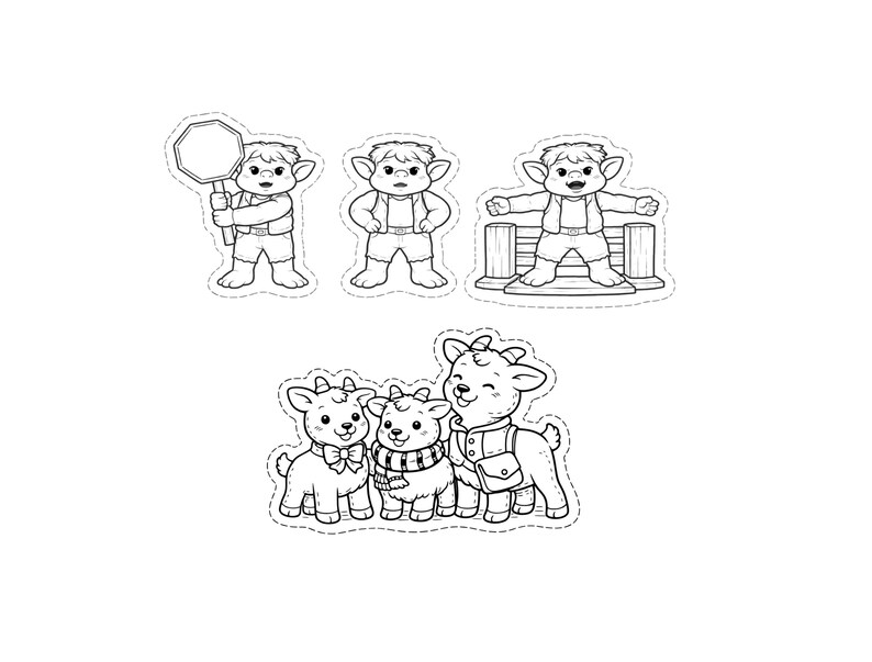 Three Billy Goats Gruff Coloring Craft, Cut and Paste Activity (PDF ...