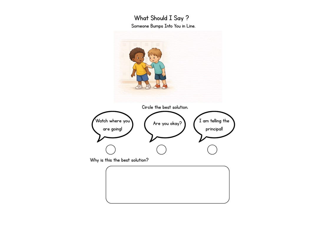 Social Skills Worksheets K-2 | SEL Problem Solving Scenarios (PDF ...