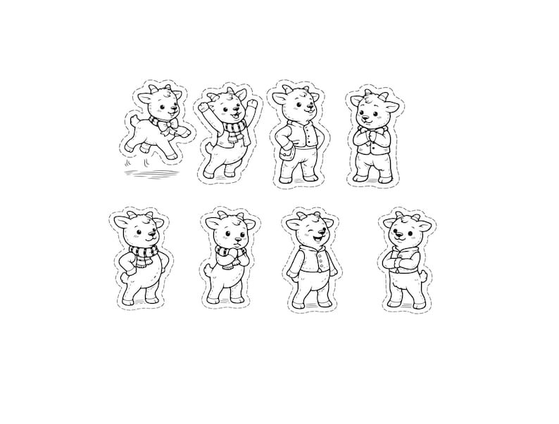 Three Billy Goats Gruff Coloring Craft, Cut and Paste Activity (PDF ...