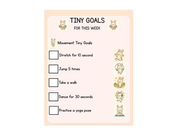 Bunny Exercise Chart for Toddlers, Preschool Movement Checklist (Digital Download)
