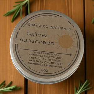 Tallow Sunscreen Balm | Non-Nano Zinc & Beeswax | Natural Moisturizer with Chamomile | Mineral Sun Protection