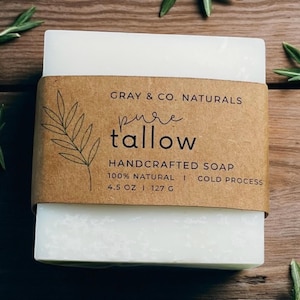 Pure Tallow Soap Bar – Cold Process | Grass-Fed, Unscented, Natural Skincare for Sensitive Skin, Eco-Friendly, Handmade Soap