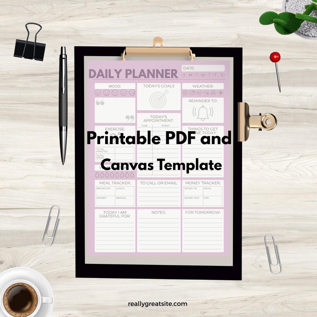 Editable Daily Planner | Printable PDF + Canva Template | A4 & US ...