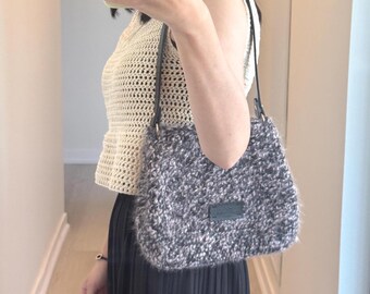 Handmade Crochet Bag, Minimalist Shoulder Bag, business Casual, Birthday Gift