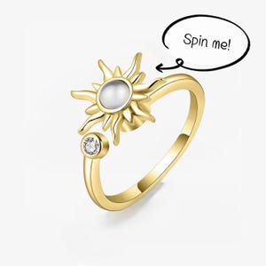Anillo giratorio ajustable, anillo giratorio, joyería, anillo anti-preocupación, regalo para su cumpleaños, joyería anti-preocupación de oro o plata