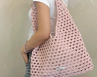 Crochet Tote Bag Pattern, Minimalist Shoulder Bag Tutorial (PDF Download)