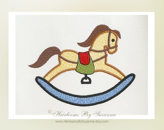 Rocking Horse Machine Embroidery Applique - Machine Embroidery - Applique for Children - Design for Boys - 3 Sizes - 4x4 - 5x7