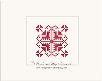 Geometric Vintage Motif - Machine Cross Stitch - Machine Embroidery - Old World Design - Folk Motif - 4x4 - INSTANT Download - HBS-MOTIF-1