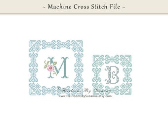 Original Machine Cross Stitch Frame for Monograms - Machine Embroidery Design - Great for Small Decorative Pillows, Weddings - HBS-423-XFRM