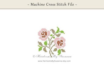 Floral Embroidery Design - Machine Embroidery Rose Design - Antique - Machine Cross Stitch Rose Design - 4x4 Design - Antique Rose 3