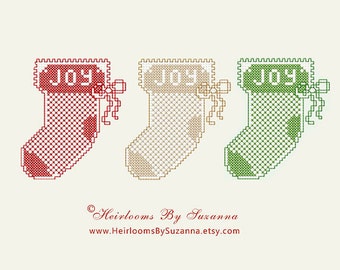 Christmas Stocking - Machine Embroidery Pattern - Machine Cross Stitch Design - INSTANT Download - Winter Holiday - 4 x 4 Design