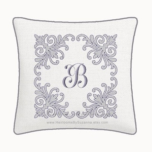 Antique Damask Machine Embroidery Design - Frames Corners, Ornamental Embroidery for Pillows, Napkins, Weddings, Quilt Embroidery - 3 Sizes