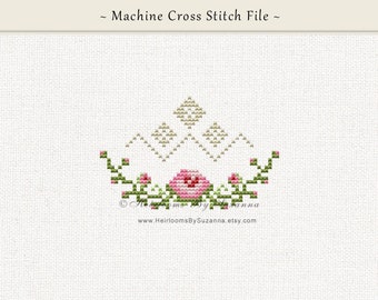 Rose Garland w Lace - Original Machine Embroidery Design - Floral Machine Cross Stitch Design - Quilt Embroidery - HBS-408 - 3 Sizes