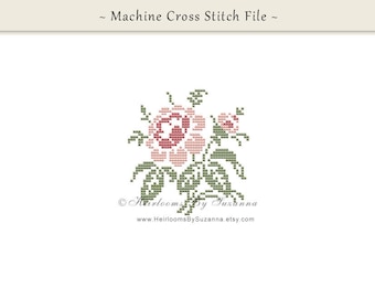 Gorgeous Antique Cross Stitch Rose Design - Machine Embroidery Design - Cross Stitch Design - Mother's Day - Floral Design - Antique Rose-1