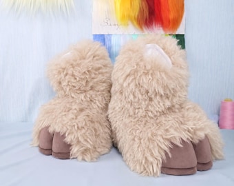 Brown Hoof Fursuit Feet Faux Fur Milk Coffee Kemono Cosplay Costume Accessory Convention Gift
