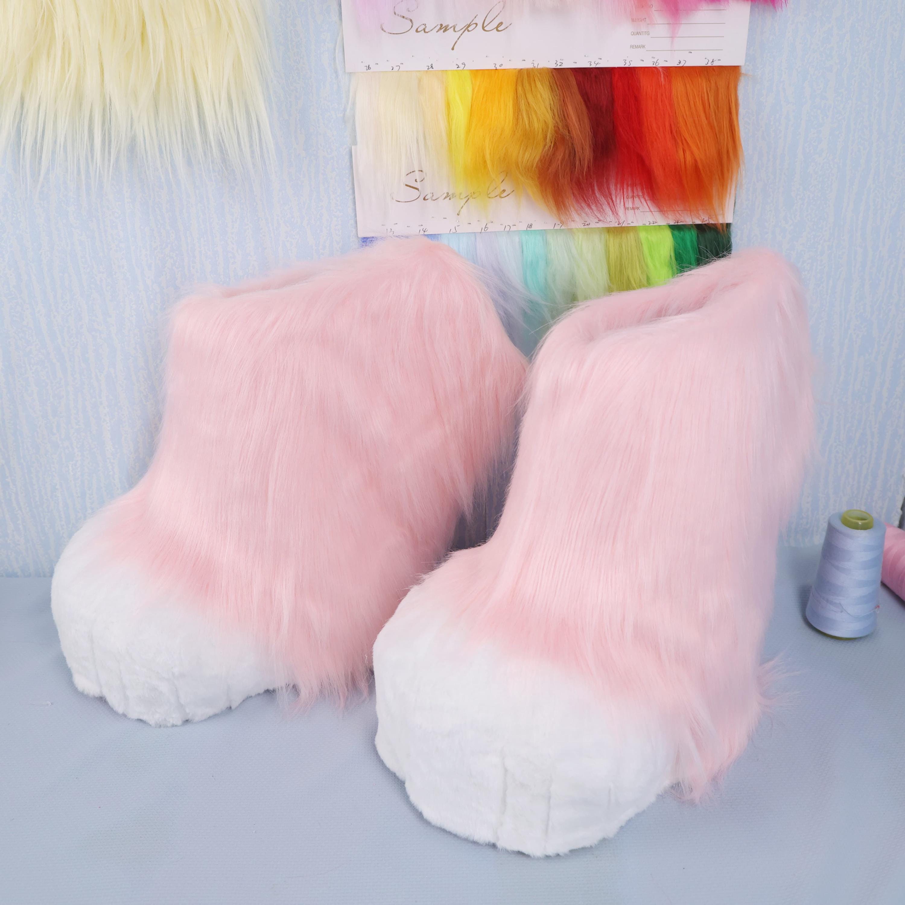 Furry Straight Leg Paw Feet Shoe Covers Handmade Digitigrade Hoof Paw ...