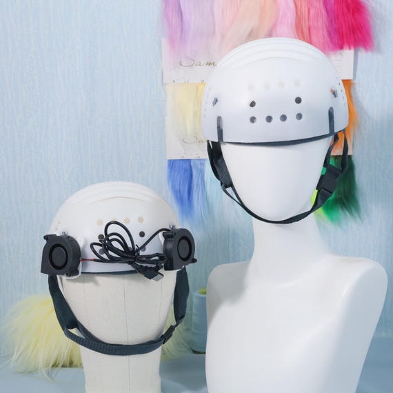 Adjustable Fursuit Helmet Liner KIG Style Inner Skull Shell for Furry Head Base with Optional USB Cooling Fans for Cosplay or Costume Builds