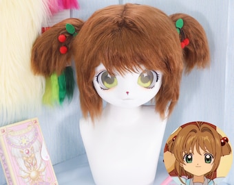 Sakura Kinomoto Kigurumi Mask Cardcaptor Sakura Cosplay Head Anime Lolita Costume Headwear Pink Girl Character Full Head Soft Face Helmet