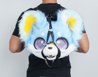 Portable Fursuit Head Carry Strap Handmade Polyester Leather Furry Travel Convention Storage Harness Accessory