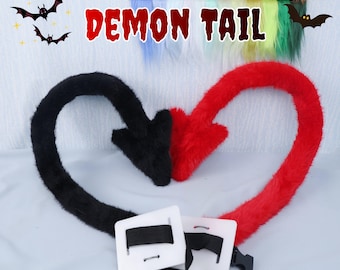 Demon Tail Cosplay Accessory Handmade Posable Wire Plush Belt Tail for Furry Anime Halloween Vampire Succubus Gothic Demon Fantasy Costume