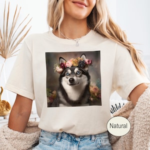 Camisa con corona de flores de Alaskan Klee Kai: regalo para amantes de los perros Spitz