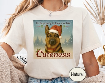 Maglietta natalizia con pastore tedesco - Regalo festivo per gli amanti dei cani