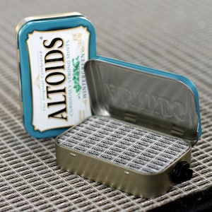 Portable Mint Tin Amp and Speaker for Electric Guitar- Altoids Blue/Black handmade gifts for musicians FREE SHIPPING