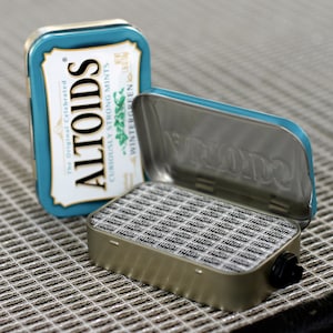 Portable Mint Tin Amp and Speaker for Electric Guitar- Altoids Blue/Blackface handmade gifts for musicians FREE SHIPPING