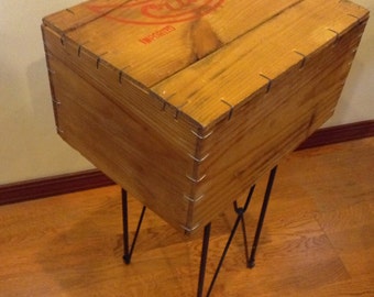 Rustic French Wine Crate Wooden Accent Table Assemblage