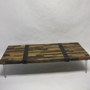 OOAK Distressed Patchwork Coffee Table Wall Art image 1