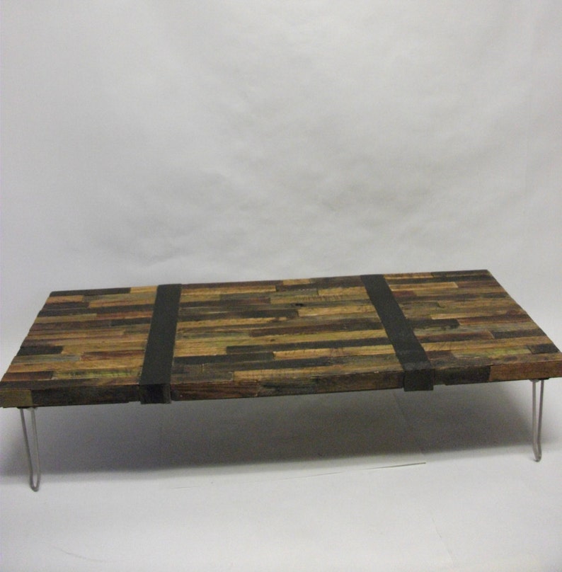 OOAK Distressed Patchwork Coffee Table Wall Art image 1