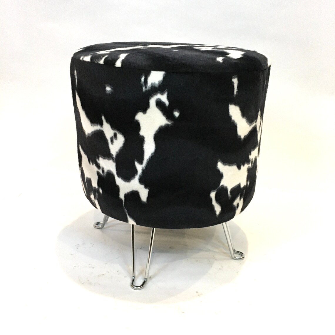 Upholstered Faux Cowhide Ottoman Etsy