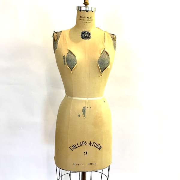 Raw Tattered Vintage Rolling Cage Dress Form Model 1964