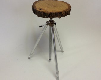 Handmade Nature Tree Slice Tripod Table Assemblage