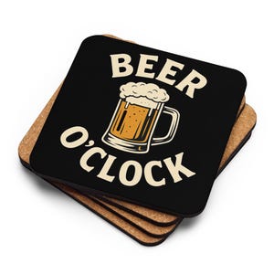 Beer O Clock Cork-back coaster