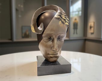 Signed Salvador Dali Abstract Bronze Bust Sculpture