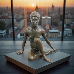 Rare Signed John Waddell Dancer About To Rise Bronze Sculpture