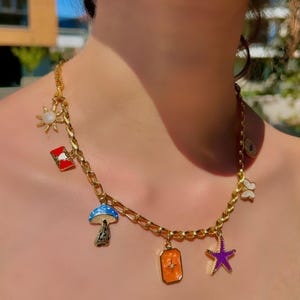 Build Your Own Custom Charm Necklaces for Women,Pick Your Charms,Vintage Chunky Necklace,Gold Charm Necklace