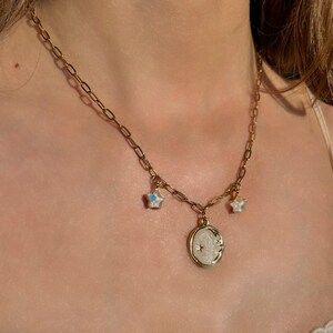 Vintage Chunky Necklace,Gold Charm Necklaces for Women, Handmade Jewelry,Custom Charm  Necklaces,Personalized Charm.