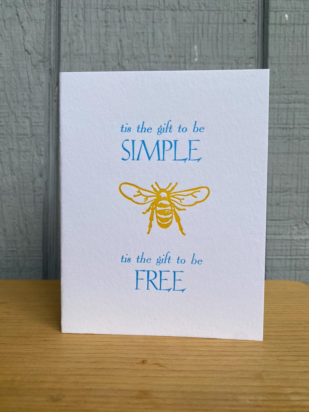 Single Card - Letterpress Greeting Card "simple Gifts" - Blank Inside ...