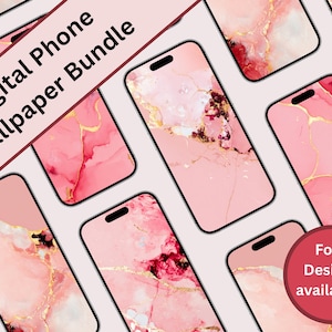 Pink Gold Marble Phone Wallpaper Bundle – Elegant Abstract Aesthetic Backgrounds