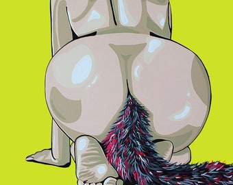 Cat Girl Butt, Art Print by Pop Artist JamiePop