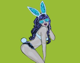 Cash Bunny, Art Print by Pop Artist JamiePop