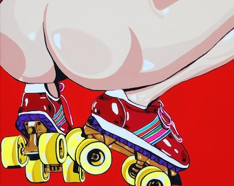 Roller Girl, Art Print by Pop Artist JamiePop